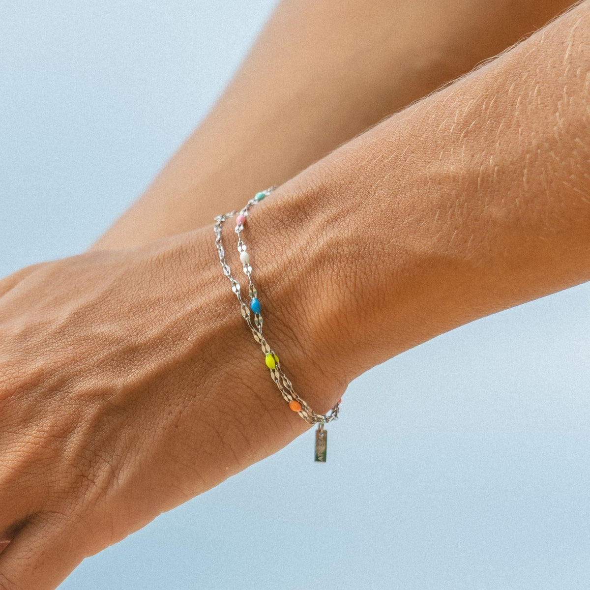 Painted Rainbow Bead Bracelet