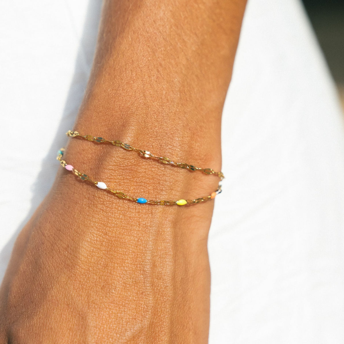 Painted Rainbow Bead Bracelet