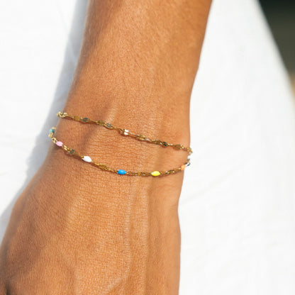 Painted Rainbow Bead Bracelet