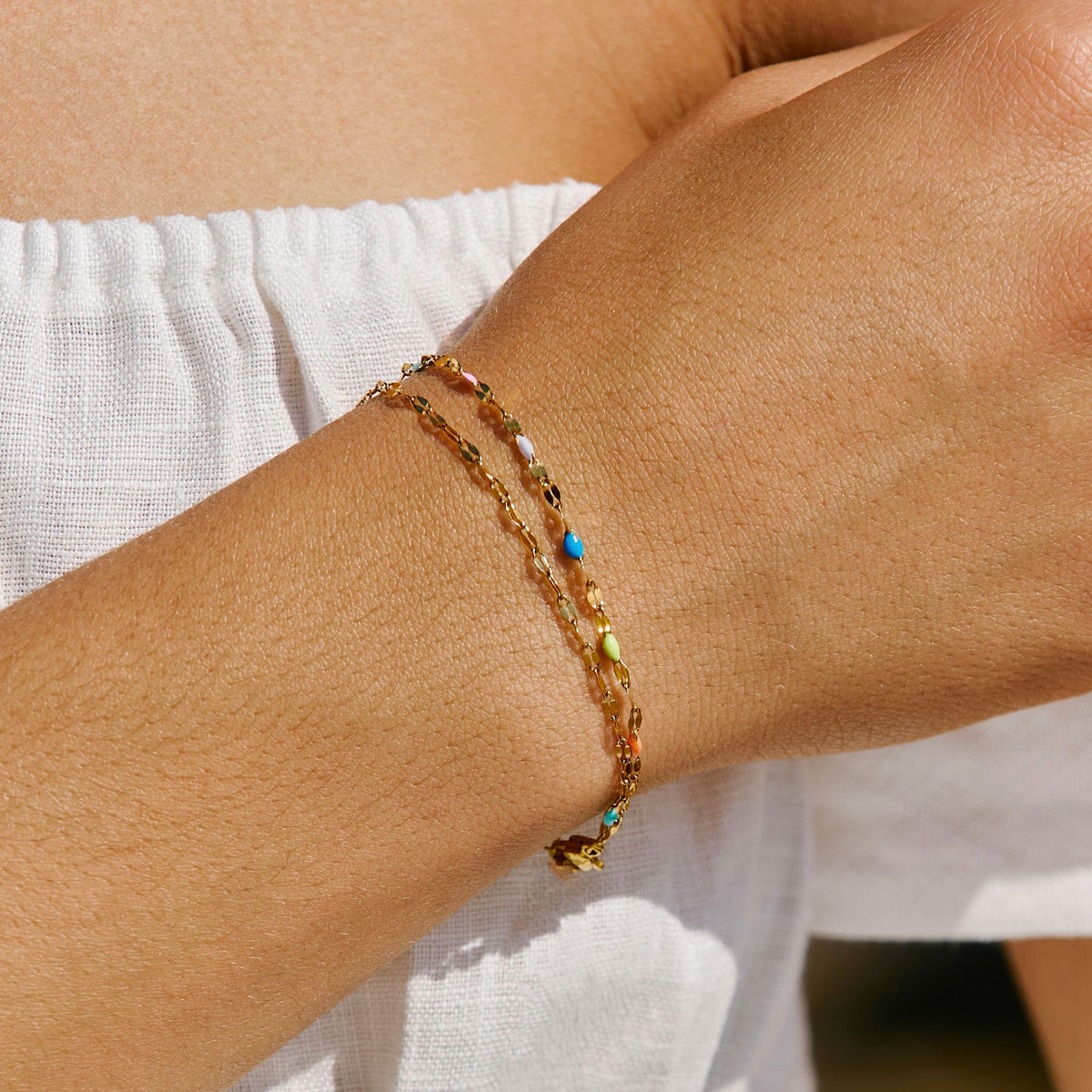 Painted Rainbow Bead Bracelet
