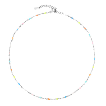Painted Rainbow Bead Choker