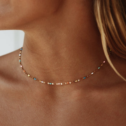Painted Rainbow Bead Choker