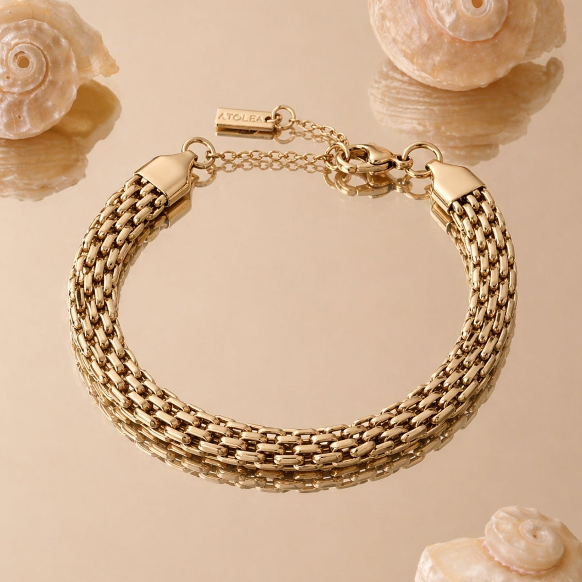Wide Woven Gold Bracelet
