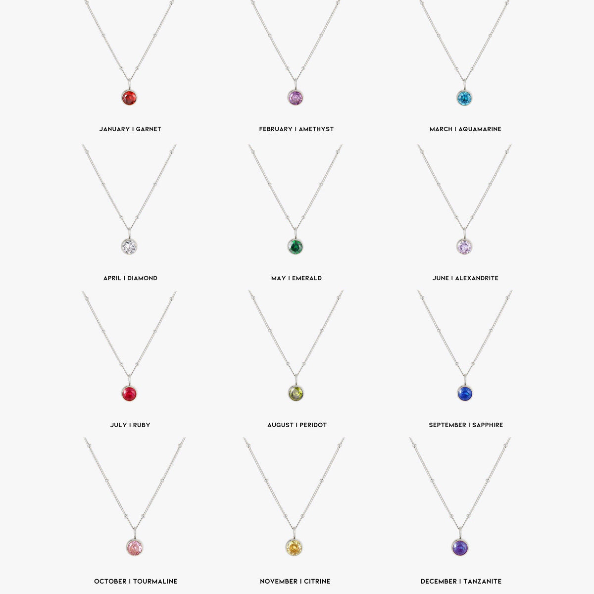 Birth Month Stone Necklace