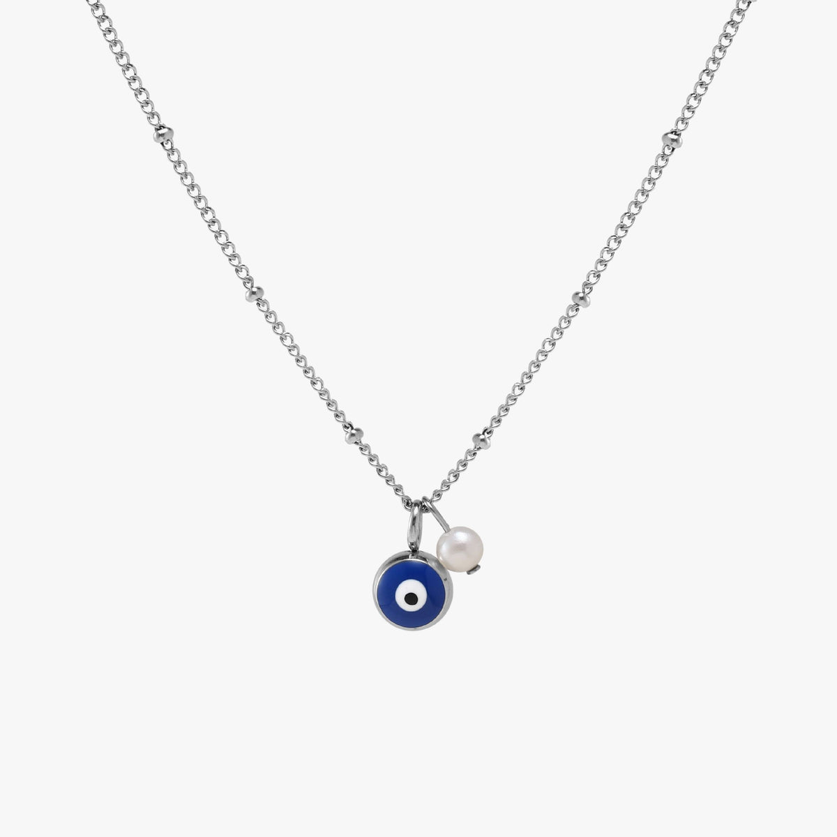 Evil Eye & Pearl Charm Necklace