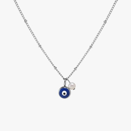 Evil Eye & Pearl Charm Necklace
