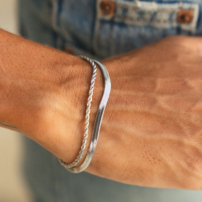 Herringbone & Rope Layered Bracelet