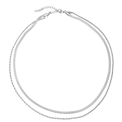 Herringbone & Rope Layered Necklace