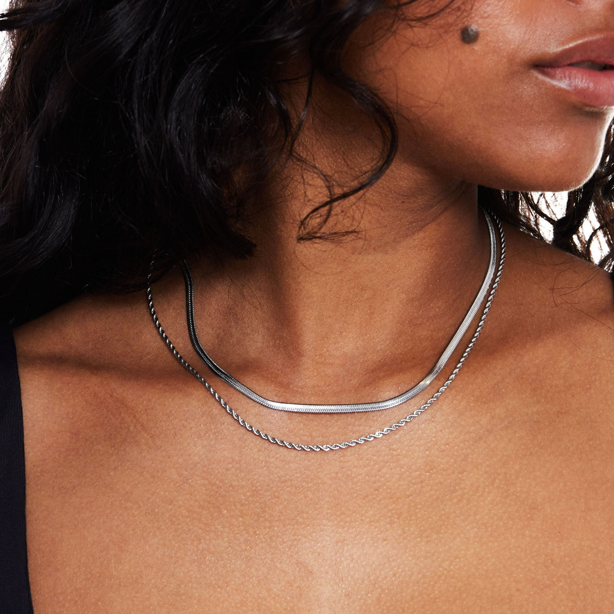 Herringbone & Rope Layered Necklace