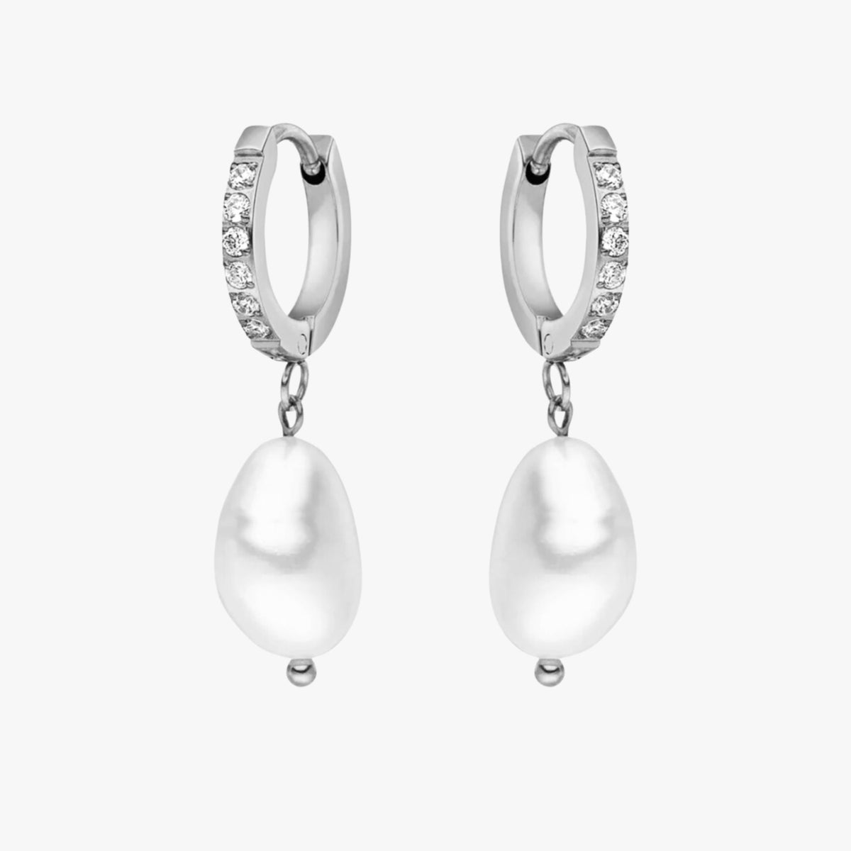 Zirconia Hoops with Baroque Pearl