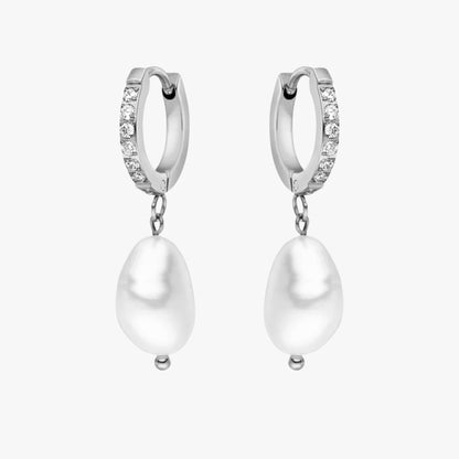 Zirconia Hoops with Baroque Pearl