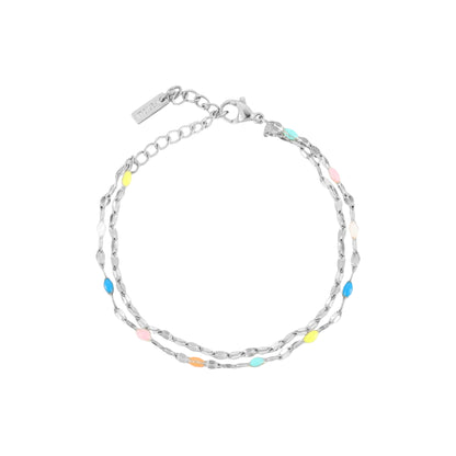 Painted Rainbow Bead Bracelet