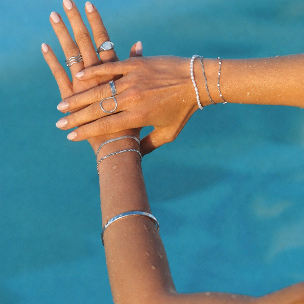 Double Strand White Bead Bracelet