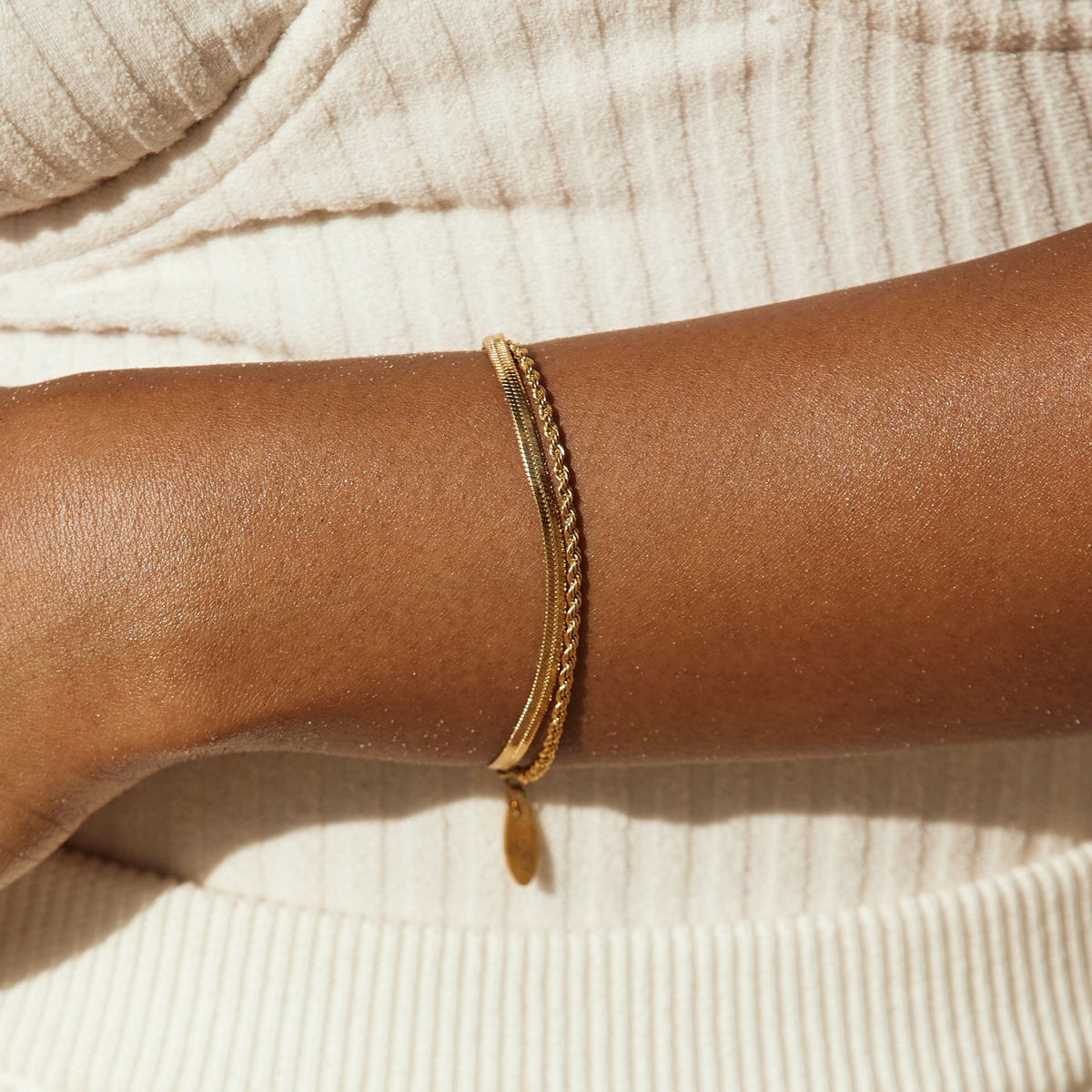 Herringbone & Rope Layered Bracelet