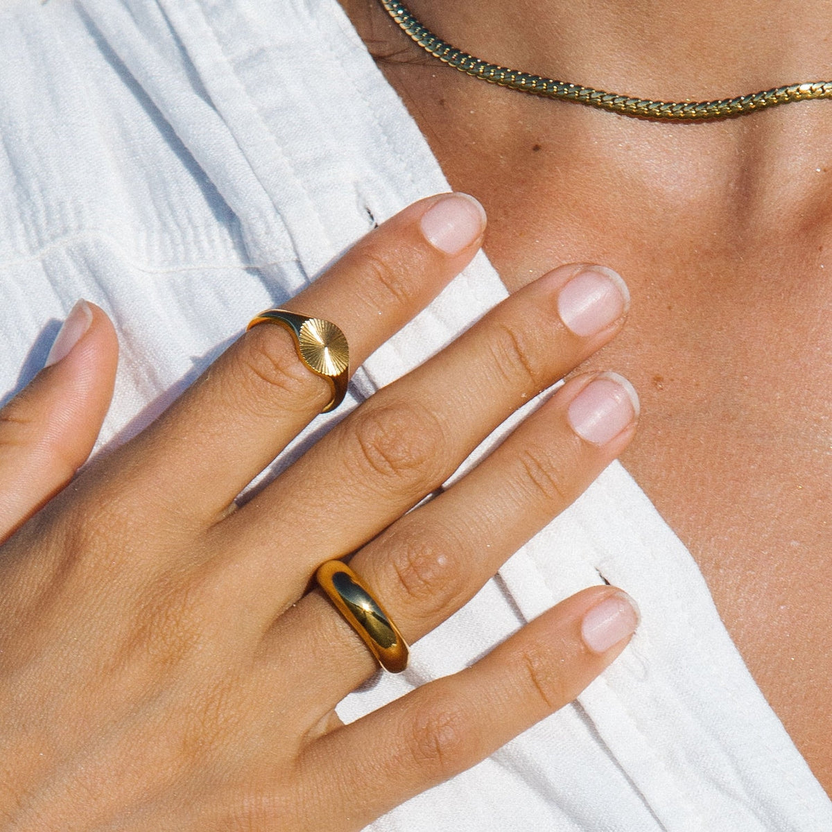 Engraved Sun Signet Ring