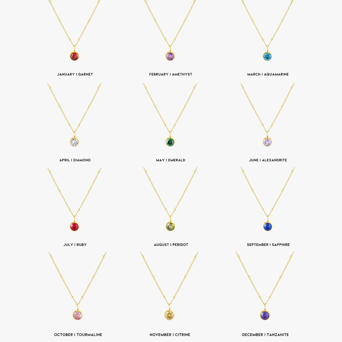 Birth Month Stone Necklace