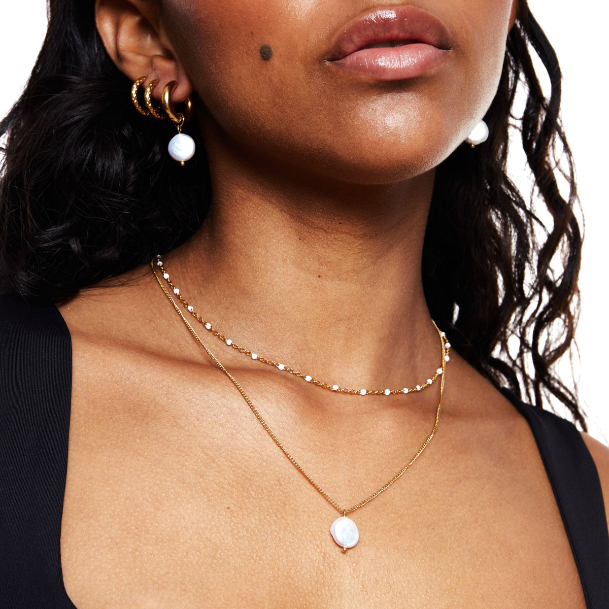 White Enamel Dot Choker