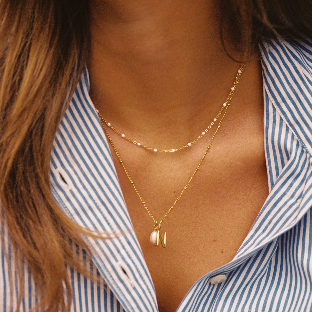 White Enamel Dot Choker