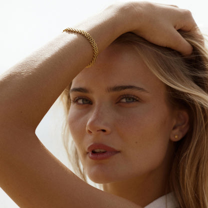 Wide Woven Gold Bracelet